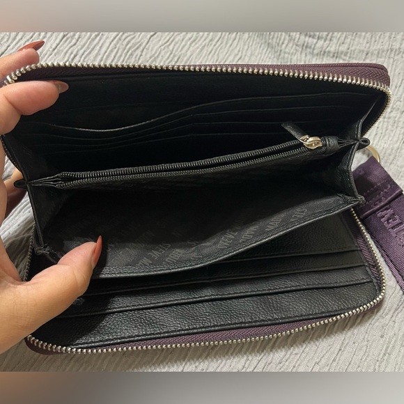 Steve Madden Bzippy Zip Around Wallet Wristlet, Grape - Picture 11 of 12